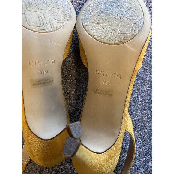 Unisa Women's Yellow Suede Slingback Heel Sandals Size 9.5 - Picture 5 of 6